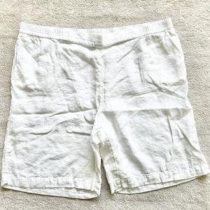 J. JILL 100% LINEN PULL ON WHITE SHORTS SIZE 3X MINIMALIST CONTEMPORARY CHIC
